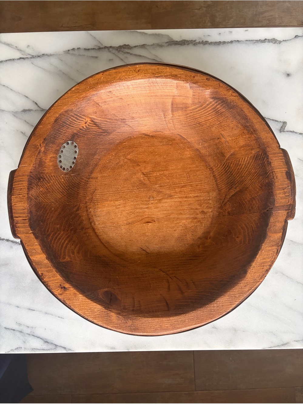 19th Century European Timber Serving Bowl Made in Hungary 17” Huge!